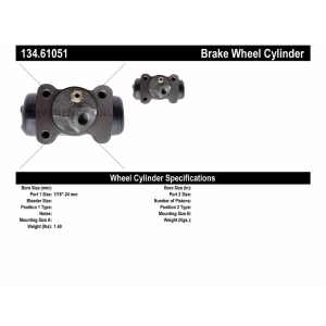 Centric Premium Rear Passenger Side Drum Brake Wheel Cylinder for Ford - 134.61051