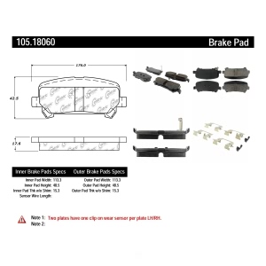 Centric Posi Quiet™ Ceramic Rear Disc Brake Pads for 2015 GMC Canyon - 105.18060