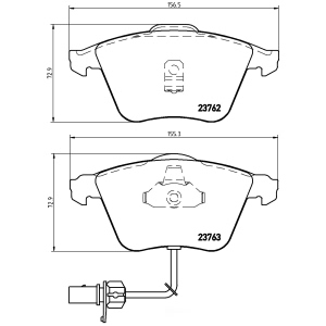 brembo Premium Low-Met OE Equivalent Front Brake Pads for 2005 Audi S4 - P85056