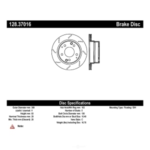 Centric Premium™ OE Style Drilled Brake Rotor for 1988 Porsche 911 - 128.37016