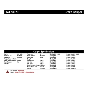 Centric Semi-Loaded Brake Caliper for 2020 Dodge Durango - 141.58029