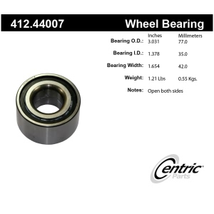 Centric Premium™ Front Driver Side Double Row Wheel Bearing for Toyota Supra - 412.44007