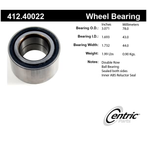 Centric Premium™ Front Passenger Side Double Row Wheel Bearing for 2015 Acura ILX - 412.40022