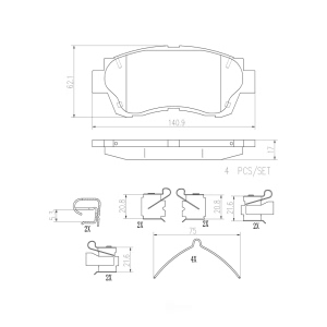 brembo Premium Ceramic Front Disc Brake Pads for 1998 Lexus SC300 - P83027N