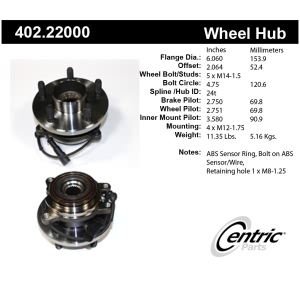 Centric Premium™ Wheel Bearing And Hub Assembly for 1999 Land Rover Discovery - 402.22000