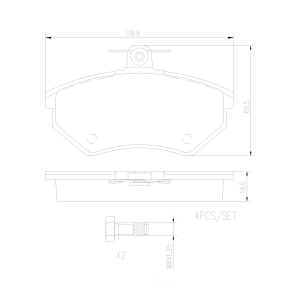 brembo Premium Ceramic Front Disc Brake Pads for 1988 Audi 90 Quattro - P85011N