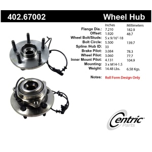 Centric Premium™ Wheel Bearing And Hub Assembly for 2009 Dodge Dakota - 402.67002