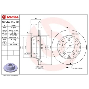 brembo OE Replacement Vented Rear Brake Rotor for Porsche 911 - 09.5784.10