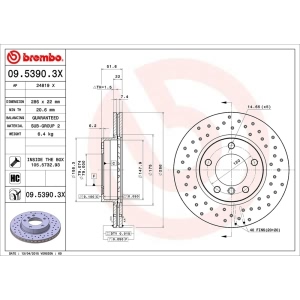 brembo Premium Xtra Cross Drilled UV Coated 1-Piece Front Brake Rotors for 1997 BMW Z3 - 09.5390.3X