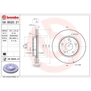 brembo UV Coated Series Vented Front Brake Rotor for Toyota RAV4 - 09.B520.21