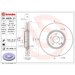 brembo UV Coated Series Vented Front Brake Rotor for 2008 Mercedes-Benz E550 - 09.A828.21