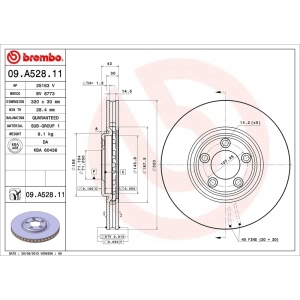 brembo UV Coated Series Vented Front Brake Rotor for Jaguar Vanden Plas - 09.A528.11