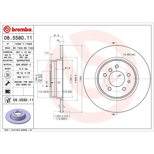 brembo UV Coated Series Solid Rear Brake Rotor for BMW 850i - 08.5580.11