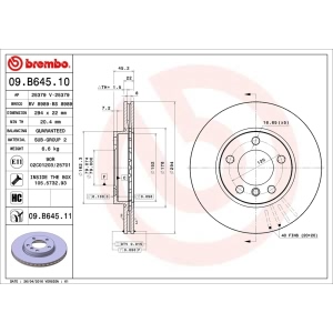 brembo UV Coated Series Vented Front Brake Rotor for Mini Cooper Countryman - 09.B645.11