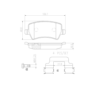 brembo Premium Ceramic Rear Disc Brake Pads for 2015 Land Rover LR2 - P86021N