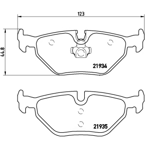 brembo Premium Low-Met OE Equivalent Rear Brake Pads for 2003 BMW 325xi - P06025