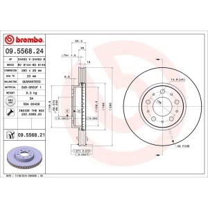 brembo UV Coated Series Vented Front Brake Rotor for Volvo V90 - 09.5568.21