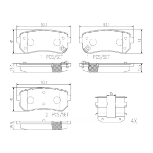 brembo Premium Ceramic Rear Disc Brake Pads for 2009 Hyundai Elantra - P30051N