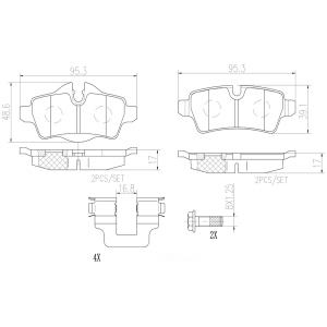 brembo Premium Ceramic Rear Disc Brake Pads for 2008 Mini Cooper - P06052N