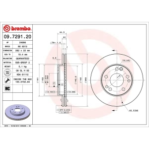 brembo OE Replacement Vented Front Brake Rotor for 1989 Mercedes-Benz 190E - 09.7291.20