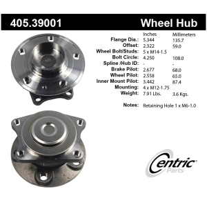 Centric Premium™ Wheel Bearing And Hub Assembly for 2002 Volvo S60 - 405.39001