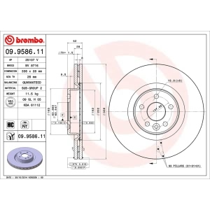brembo UV Coated Series Vented Front Brake Rotor for 2013 Volvo S60 - 09.9586.11