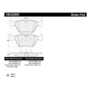 Centric Formula 100 Series™ OEM Brake Pads for 1991 BMW 750iL - 100.03940