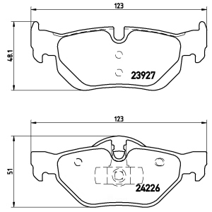 brembo Premium Low-Met OE Equivalent Rear Brake Pads for 2013 BMW 128i - P06038