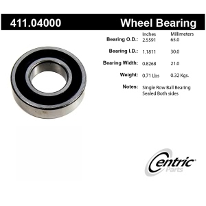 Centric Premium™ Axle Shaft Bearing Assembly for Fiat - 411.04000