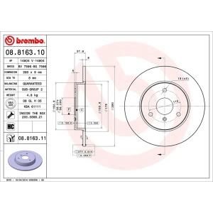 brembo UV Coated Series Solid Front Brake Rotor for Smart - 08.8163.11