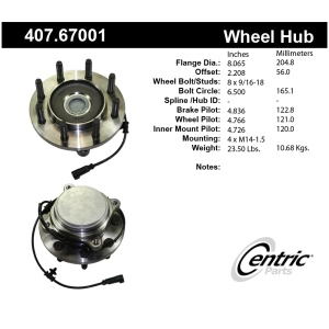 Centric Premium™ Wheel Bearing And Hub Assembly for 2011 Ram 2500 - 407.67001