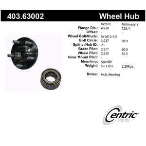 Centric Premium™ Wheel Hub Repair Kit for 1998 Dodge Neon - 403.63002