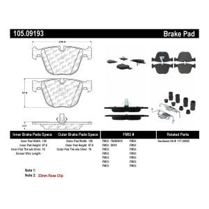 Centric Posi Quiet™ Ceramic Rear Disc Brake Pads for 2010 BMW X5 - 105.09193