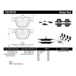 Centric Posi Quiet™ Ceramic Rear Disc Brake Pads for BMW 760Li - 105.09193