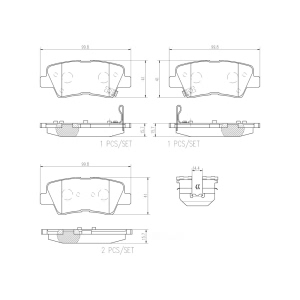 brembo Premium Ceramic Rear Disc Brake Pads for 2017 Kia Rio - P30067N