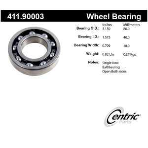 Centric Premium™ Rear Passenger Side Single Row Wheel Bearing for Porsche - 411.90003