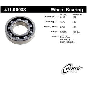 Centric Premium™ Rear Passenger Side Single Row Wheel Bearing for Porsche 911 - 411.90003