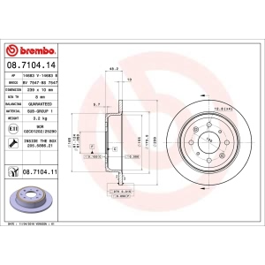 brembo UV Coated Series Solid Rear Brake Rotor for Acura Integra - 08.7104.11