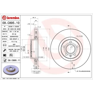 brembo UV Coated Series Vented Front Brake Rotor for 2010 Audi A6 Quattro - 09.C895.11