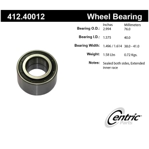 Centric Premium™ Wheel Bearing for 1988 Honda Accord - 412.40012