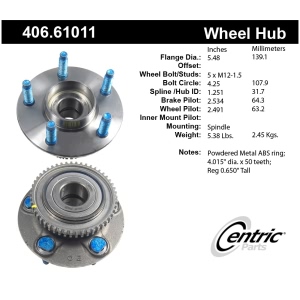 Centric Premium™ Wheel Bearing And Hub Assembly for 2001 Ford Windstar - 406.61011