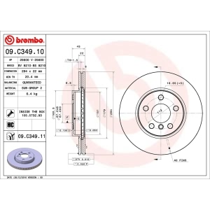 brembo UV Coated Series Front Brake Rotor for 2017 Mini Cooper - 09.C349.11