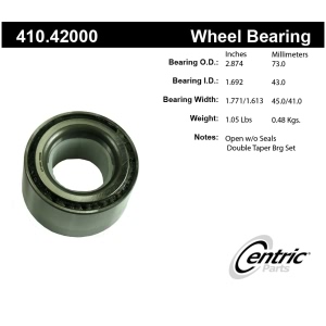 Centric Premium™ Rear Driver Side Wheel Bearing and Race Set for 2000 Infiniti Q45 - 410-42000