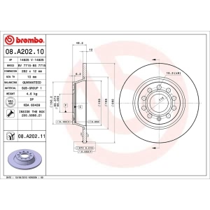 brembo UV Coated Series Solid Rear Brake Rotor for Volkswagen Tiguan Limited - 08.A202.11