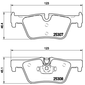brembo Premium Low-Met OE Equivalent Rear Brake Pads for 2014 BMW 328d xDrive - P06071