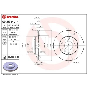 brembo UV Coated Series Vented Front Brake Rotor for 1993 Ford Probe - 09.5584.11