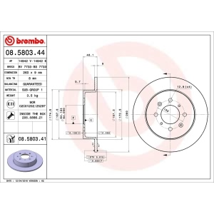 brembo UV Coated Series Rear Brake Rotor for 2005 Honda Civic - 08.5803.41