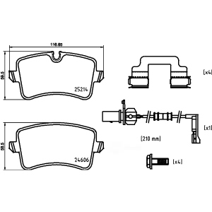 brembo Premium Low-Met OE Equivalent Rear Brake Pads for 2013 Audi RS5 - P85150