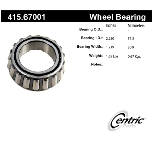 Centric Premium™ Rear Passenger Side Inner Wheel Bearing for 2009 Dodge Ram 3500 - 415.67001