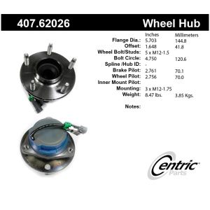 Centric Premium™ Wheel Bearing And Hub Assembly for 2009 Cadillac XLR - 407.62026